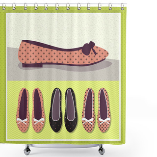 Personality  Shoes Vintage Illustration Vector Illustration   Shower Curtains