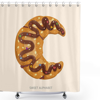 Personality  Cartoon Candy Alphabet. Letter C. Vector Illustration, Isolated On White Background Shower Curtains