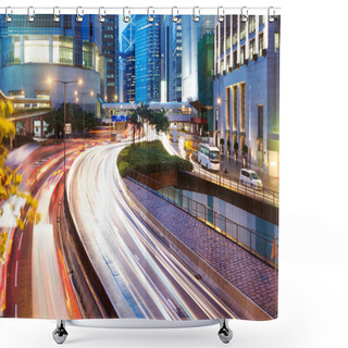 Personality  Hong Kong Night View With Car Light Shower Curtains