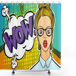 Personality  Woman Face In Pop Art Style Shower Curtains
