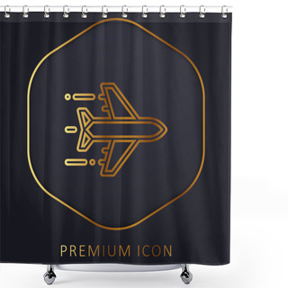 Personality  Airplane Golden Line Premium Logo Or Icon Shower Curtains