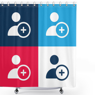 Personality  Add User Blue And Red Four Color Minimal Icon Set Shower Curtains