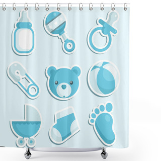 Personality  Baby Boy Shower Icons. Shower Curtains