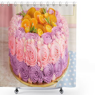 Personality  Pink And Purple Cream Cake Shower Curtains