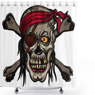 Personality  Danger Pirate Skull In Red Bandanna And Crossbones Shower Curtains