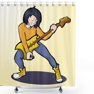 Personality  Vector Rock Guitarist, Vector  Illustration  Shower Curtains