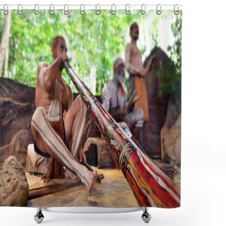 Personality  Yirrganydji Aboriginal Men Play Aboriginal Music  Shower Curtains