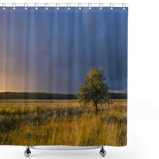 Personality  Lonely Tree In The Field Shower Curtains
