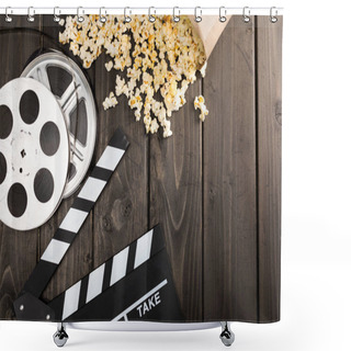 Personality  Popcorn And Movie Clapper Board Shower Curtains