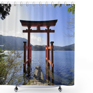 Personality  Lake Ashi And Lakefront Torii Of Hakone Shrine In Kanagawa, Japan Shower Curtains