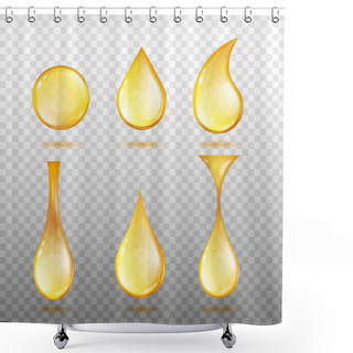 Personality  Realistic Oil Drop Set With Different Shapes And Golden Yellow Color Shower Curtains