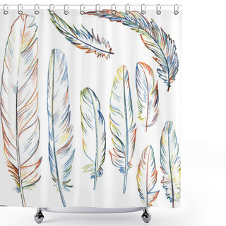 Personality  Set Of Plumes Shower Curtains