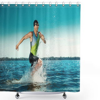 Personality  Professional Triathlete Swimming In Rivers Open Water Shower Curtains