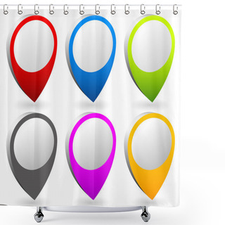 Personality  Set Of Colorful Map Markers Shower Curtains