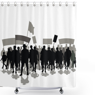 Personality  Protesters Crowd Shower Curtains