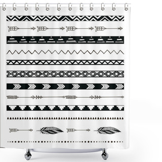 Personality  Vector Black Abstract Tribal Seamless Pattern Borders Shower Curtains