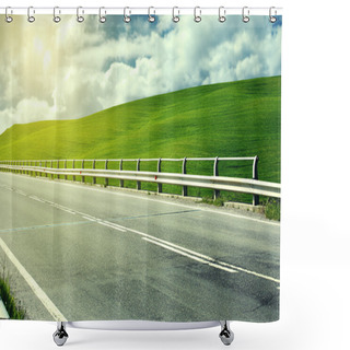 Personality  Asphalt Road In Tuscany Italy Shower Curtains