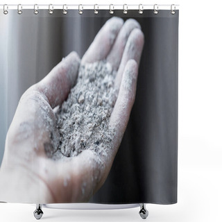 Personality  Ashes In A Female Hand.the Ash On His Hands Shower Curtains