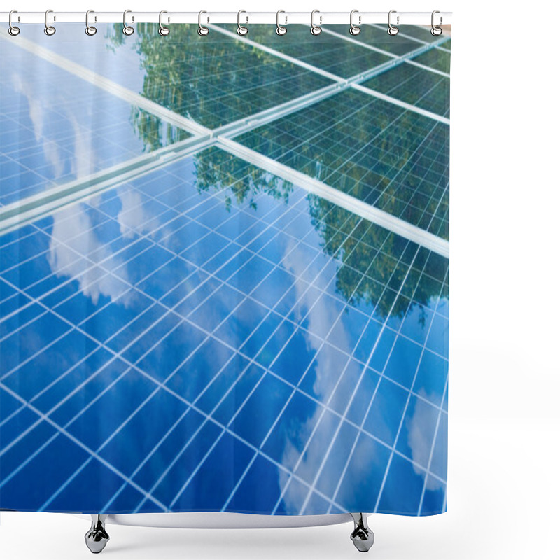 Personality  Solar Panels With Tree Reflection Shower Curtains