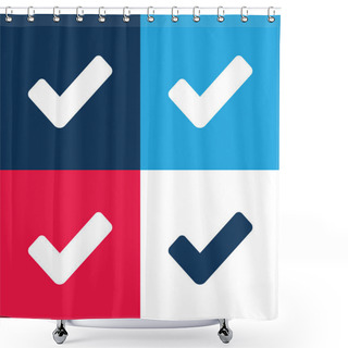 Personality  Big Check Mark Blue And Red Four Color Minimal Icon Set Shower Curtains