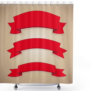Personality  Red Ribbon Set Shower Curtains