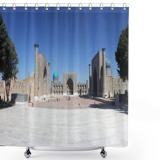 Personality  Registan Square, Central Square Of  Samarkand. Uzbekistan Shower Curtains
