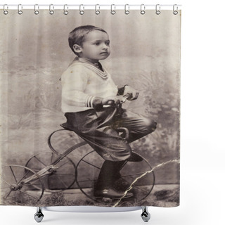 Personality  A Little Boy On A Bicycle Shower Curtains