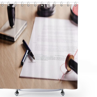 Personality  Notary Pen Lying On Testament. Shower Curtains