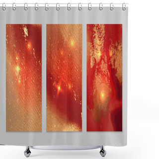 Personality  Marble Set Of Gold And Warm Red Backgrounds With Texture Shower Curtains