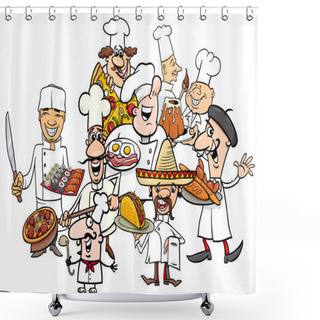 Personality  International Cuisine Chefs Group Cartoon Shower Curtains