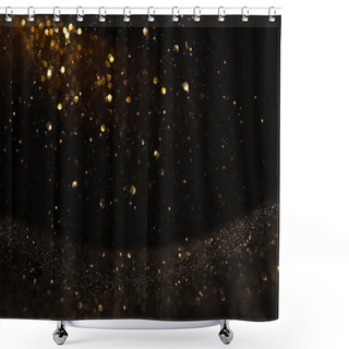 Personality  Glitter Vintage Lights Background. Black And Gold. De-focused Shower Curtains