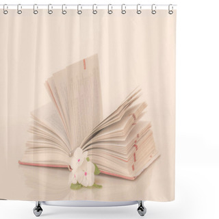 Personality  Open Book With Flowers In The Morning. Shower Curtains