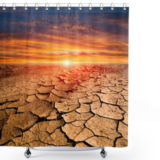Personality  Sunset Over Cracked Earth Surface In Desert Shower Curtains