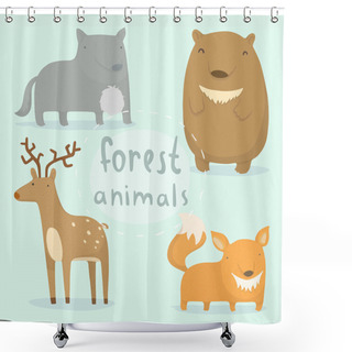 Personality  Forest Animals Set. Shower Curtains