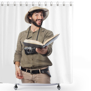 Personality  Crazy Explorer Man With Small Book Shower Curtains
