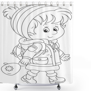 Personality  Schoolchild In Winter Clothes Shower Curtains