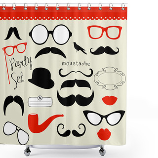 Personality  Retro Party Set - Sunglasses, Lips, Mustaches Shower Curtains