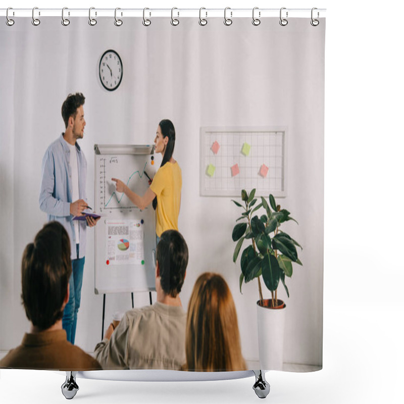 Personality  group of business people having business training in office shower curtains