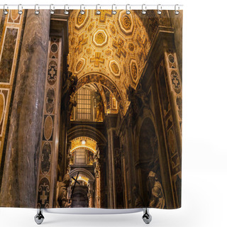Personality  ROME, ITALY - JUNE 28, 2019: Interior Of Basilica With Frescoes And Sculptures In Vatican Shower Curtains
