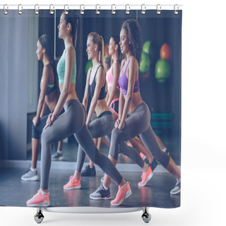 Personality  Women Exercising With Smile At Gym Shower Curtains