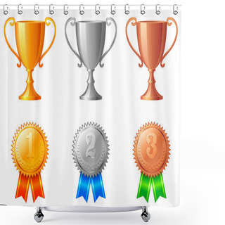 Personality  Trophy Cups And Medals. Shower Curtains
