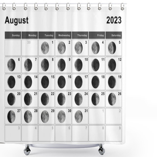 Personality  August 2023 Lunar Calendar, Moon Cycles, Moon Phases Shower Curtains