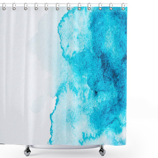 Personality  Abstract Bright Blue And Turquoise Paint Blots On Paper Shower Curtains