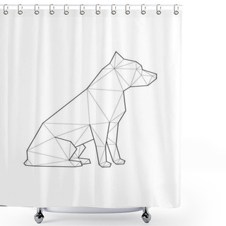 Personality  Low Poly Illustrations Of Dogs. Pitbull Terrier Sitting. Shower Curtains