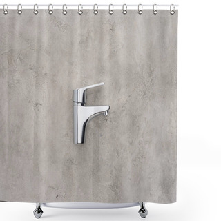 Personality  Top View Of Water Mixer On Concrete Surface Shower Curtains