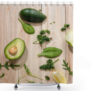 Personality  Sliced Avocado And Greens  Shower Curtains