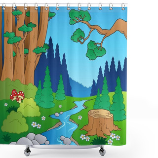 Personality  Cartoon Forest Landscape 1 Shower Curtains