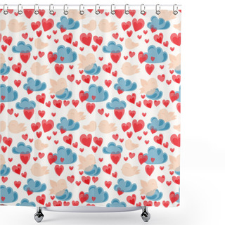 Personality  Pattern With Hearts. Shower Curtains
