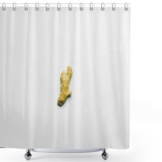 Personality  Top View Of Ripe Ginger On White Background  Shower Curtains