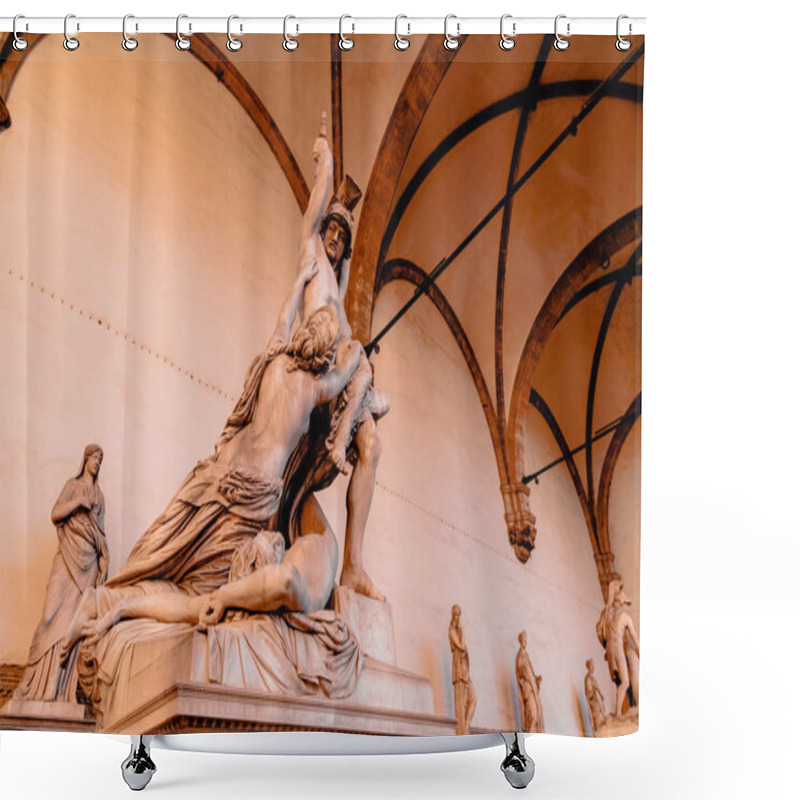 Personality  Sculpture Rape Poliksena Of Pio Fedi In Loggia De Lanzi, Florence Shower Curtains